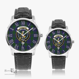 Scottish Strachan Family Crest Quartz Watch With Leather Strap - Tartan Watch Instafamous Quartz Leather Strap Plaid Watch Scottish Plaid Tartan Plaid - ScotsTee - scotstee.com