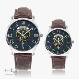 Scottish Strachan Family Crest Quartz Watch With Leather Strap - Tartan Watch Instafamous Quartz Leather Strap Plaid Watch Scottish Plaid Tartan Plaid - ScotsTee - scotstee.com