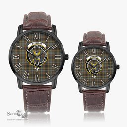 Scottish Stewart Hunting Weathered Family Crest Quartz Watch With Leather Strap - Tartan Watch Instafamous Quartz Leather Strap Plaid Watch Scottish Plaid Tartan Plaid - ScotsTee - scotstee.com