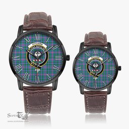 Scottish Pitcairn Hunting Family Crest Quartz Watch With Leather Strap - Tartan Watch Instafamous Quartz Leather Strap Plaid Watch Scottish Plaid Tartan Plaid - ScotsTee - scotstee.com