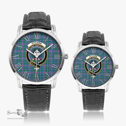 Scottish Pitcairn Hunting Family Crest Quartz Watch With Leather Strap - Tartan Watch Instafamous Quartz Leather Strap Plaid Watch Scottish Plaid Tartan Plaid - ScotsTee - scotstee.com