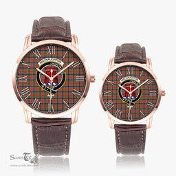 Scottish MacNaughton Ancient Family Crest Quartz Watch With Leather Strap - Tartan Watch Instafamous Quartz Leather Strap Plaid Watch Scottish Plaid Tartan Plaid - ScotsTee - scotstee.com
