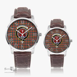Scottish MacNaughton Ancient Family Crest Quartz Watch With Leather Strap - Tartan Watch Instafamous Quartz Leather Strap Plaid Watch Scottish Plaid Tartan Plaid - ScotsTee - scotstee.com