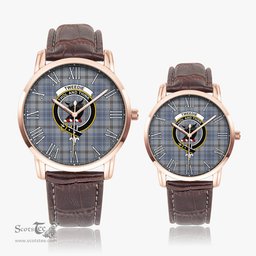 Scottish Tweedie Family Crest Quartz Watch With Leather Strap - Tartan Watch Instafamous Quartz Leather Strap Plaid Watch Scottish Plaid Tartan Plaid - ScotsTee - scotstee.com