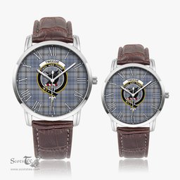Scottish Tweedie Family Crest Quartz Watch With Leather Strap - Tartan Watch Instafamous Quartz Leather Strap Plaid Watch Scottish Plaid Tartan Plaid - ScotsTee - scotstee.com