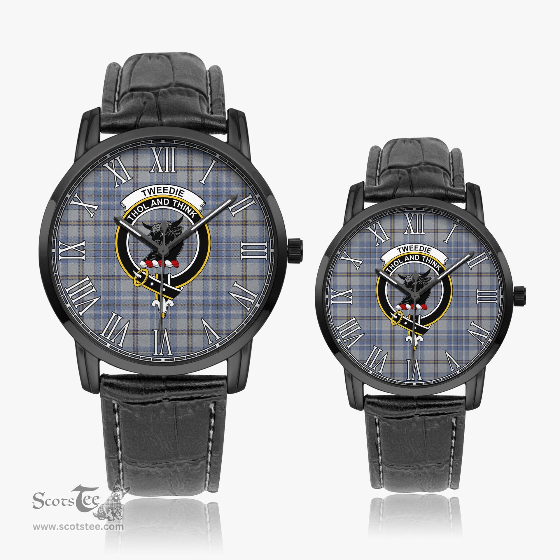 Scottish Tweedie Family Crest Quartz Watch With Leather Strap - Tartan Watch Instafamous Quartz Leather Strap Plaid Watch Scottish Plaid Tartan Plaid - ScotsTee - scotstee.com