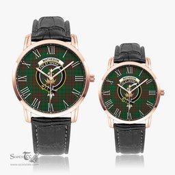 Scottish Matheson Hunting Highland Family Crest Quartz Watch With Leather Strap - Tartan Watch Instafamous Quartz Leather Strap Plaid Watch Scottish Plaid Tartan Plaid - ScotsTee - scotstee.com