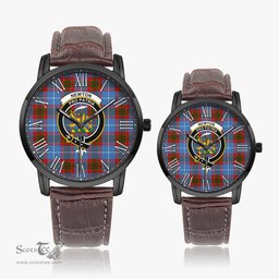 Scottish Newton Family Crest Quartz Watch With Leather Strap - Tartan Watch Instafamous Quartz Leather Strap Plaid Watch Scottish Plaid Tartan Plaid - ScotsTee - scotstee.com