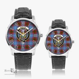 Scottish Newton Family Crest Quartz Watch With Leather Strap - Tartan Watch Instafamous Quartz Leather Strap Plaid Watch Scottish Plaid Tartan Plaid - ScotsTee - scotstee.com