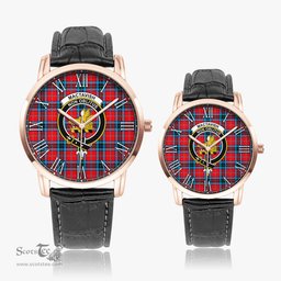 Scottish MacTavish Modern Family Crest Quartz Watch With Leather Strap - Tartan Watch Instafamous Quartz Leather Strap Plaid Watch Scottish Plaid Tartan Plaid - ScotsTee - scotstee.com