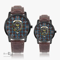 Scottish Stewart Royal Blue Family Crest Quartz Watch With Leather Strap - Tartan Watch Instafamous Quartz Leather Strap Plaid Watch Scottish Plaid Tartan Plaid - ScotsTee - scotstee.com