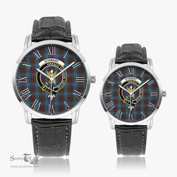 Scottish Stewart Royal Blue Family Crest Quartz Watch With Leather Strap - Tartan Watch Instafamous Quartz Leather Strap Plaid Watch Scottish Plaid Tartan Plaid - ScotsTee - scotstee.com