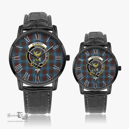 Scottish Stewart Royal Blue Family Crest Quartz Watch With Leather Strap - Tartan Watch Instafamous Quartz Leather Strap Plaid Watch Scottish Plaid Tartan Plaid - ScotsTee - scotstee.com
