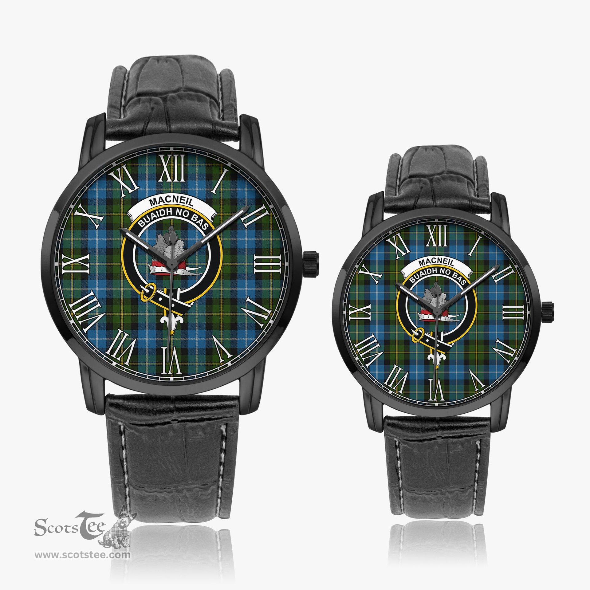 Scottish MacNeil of Barra Family Crest Quartz Watch With Leather Strap - Tartan Watch Instafamous Quartz Leather Strap Plaid Watch Scottish Plaid Tartan Plaid - ScotsTee - scotstee.com