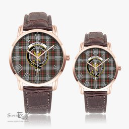 Scottish Stewart Dress Family Crest Quartz Watch With Leather Strap - Tartan Watch Instafamous Quartz Leather Strap Plaid Watch Scottish Plaid Tartan Plaid - ScotsTee - scotstee.com