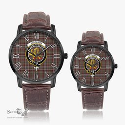 Scottish Nicolson Hunting Weathered Family Crest Quartz Watch With Leather Strap - Tartan Watch Instafamous Quartz Leather Strap Plaid Watch Scottish Plaid Tartan Plaid - ScotsTee - scotstee.com