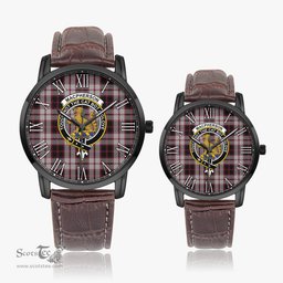 Scottish MacPherson Family Crest Quartz Watch With Leather Strap - Tartan Watch Instafamous Quartz Leather Strap Plaid Watch Scottish Plaid Tartan Plaid - ScotsTee - scotstee.com