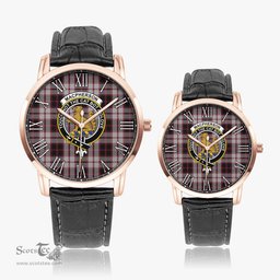 Scottish MacPherson Family Crest Quartz Watch With Leather Strap - Tartan Watch Instafamous Quartz Leather Strap Plaid Watch Scottish Plaid Tartan Plaid - ScotsTee - scotstee.com