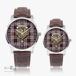 Scottish MacPherson Family Crest Quartz Watch With Leather Strap - Tartan Watch Instafamous Quartz Leather Strap Plaid Watch Scottish Plaid Tartan Plaid - ScotsTee - scotstee.com