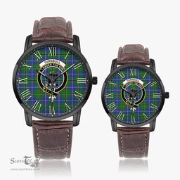 Scottish Turnbull Hunting Family Crest Quartz Watch With Leather Strap - Tartan Watch Instafamous Quartz Leather Strap Plaid Watch Scottish Plaid Tartan Plaid - ScotsTee - scotstee.com