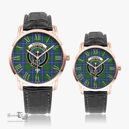 Scottish Turnbull Hunting Family Crest Quartz Watch With Leather Strap - Tartan Watch Instafamous Quartz Leather Strap Plaid Watch Scottish Plaid Tartan Plaid - ScotsTee - scotstee.com