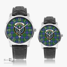 Scottish Turnbull Hunting Family Crest Quartz Watch With Leather Strap - Tartan Watch Instafamous Quartz Leather Strap Plaid Watch Scottish Plaid Tartan Plaid - ScotsTee - scotstee.com