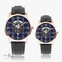 Scottish Nevoy Family Crest Quartz Watch With Leather Strap - Tartan Watch Instafamous Quartz Leather Strap Plaid Watch Scottish Plaid Tartan Plaid - ScotsTee - scotstee.com