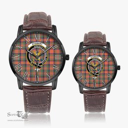 Scottish Stewart Royal Ancient Family Crest Quartz Watch With Leather Strap - Tartan Watch Instafamous Quartz Leather Strap Plaid Watch Scottish Plaid Tartan Plaid - ScotsTee - scotstee.com