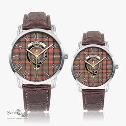 Scottish Stewart Royal Ancient Family Crest Quartz Watch With Leather Strap - Tartan Watch Instafamous Quartz Leather Strap Plaid Watch Scottish Plaid Tartan Plaid - ScotsTee - scotstee.com