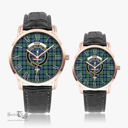 Scottish Rose Hunting Ancient Family Crest Quartz Watch With Leather Strap - Tartan Watch Instafamous Quartz Leather Strap Plaid Watch Scottish Plaid Tartan Plaid - ScotsTee - scotstee.com