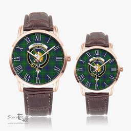 Scottish Oliphant Family Crest Quartz Watch With Leather Strap - Tartan Watch Instafamous Quartz Leather Strap Plaid Watch Scottish Plaid Tartan Plaid - ScotsTee - scotstee.com
