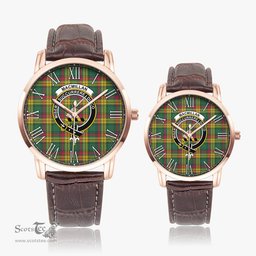 Scottish MacMillan Old Ancient Family Crest Quartz Watch With Leather Strap - Tartan Watch Instafamous Quartz Leather Strap Plaid Watch Scottish Plaid Tartan Plaid - ScotsTee - scotstee.com