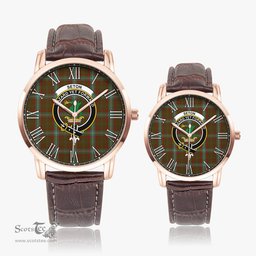 Scottish Seton Hunting Family Crest Quartz Watch With Leather Strap - Tartan Watch Instafamous Quartz Leather Strap Plaid Watch Scottish Plaid Tartan Plaid - ScotsTee - scotstee.com
