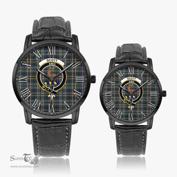 Scottish Scott Green Modern Family Crest Quartz Watch With Leather Strap - Tartan Watch Instafamous Quartz Leather Strap Plaid Watch Scottish Plaid Tartan Plaid - ScotsTee - scotstee.com