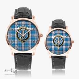 Scottish Roberton Family Crest Quartz Watch With Leather Strap - Tartan Watch Instafamous Quartz Leather Strap Plaid Watch Scottish Plaid Tartan Plaid - ScotsTee - scotstee.com
