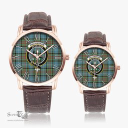 Scottish Walkinshaw Family Crest Quartz Watch With Leather Strap - Tartan Watch Instafamous Quartz Leather Strap Plaid Watch Scottish Plaid Tartan Plaid - ScotsTee - scotstee.com