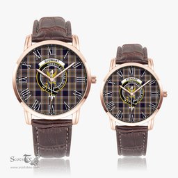 Scottish Stewart Navy Family Crest Quartz Watch With Leather Strap - Tartan Watch Instafamous Quartz Leather Strap Plaid Watch Scottish Plaid Tartan Plaid - ScotsTee - scotstee.com