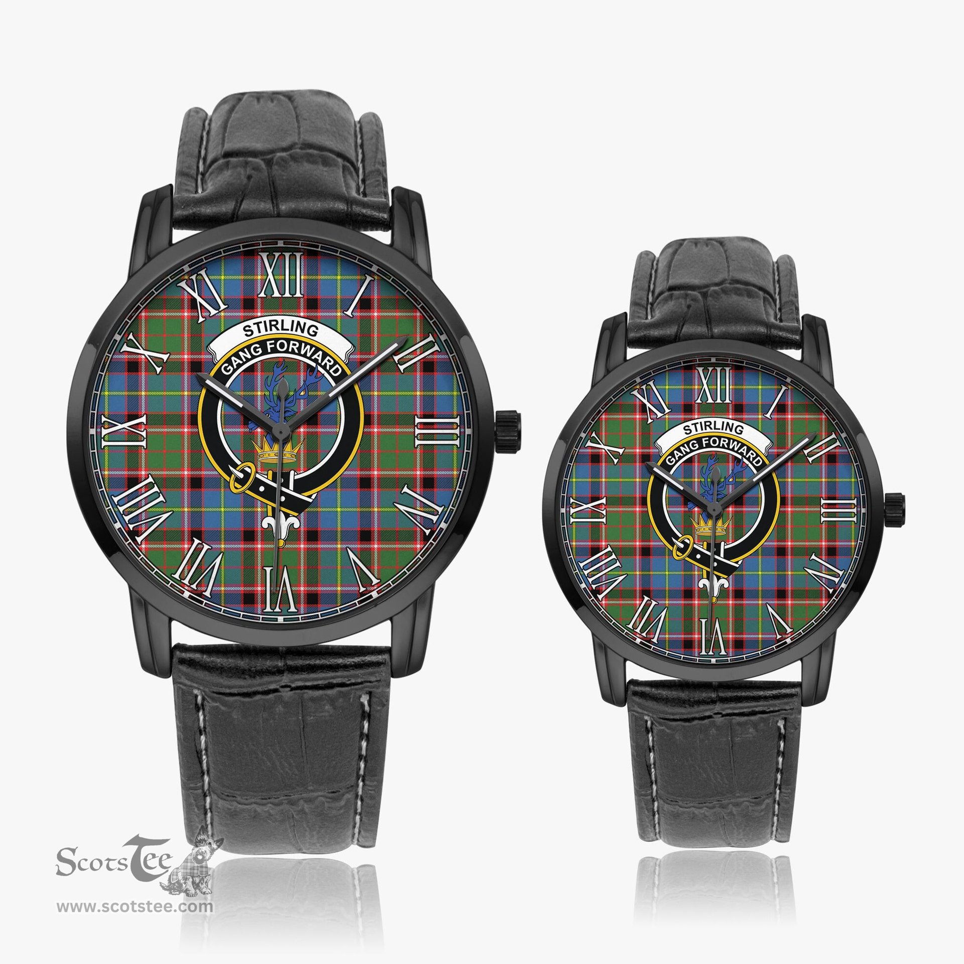 Scottish Stirling Bannockburn Family Crest Quartz Watch With Leather Strap - Tartan Watch Instafamous Quartz Leather Strap Plaid Watch Scottish Plaid Tartan Plaid - ScotsTee - scotstee.com
