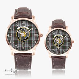 Scottish Stewart of Appin Dress Family Crest Quartz Watch With Leather Strap - Tartan Watch Instafamous Quartz Leather Strap Plaid Watch Scottish Plaid Tartan Plaid - ScotsTee - scotstee.com