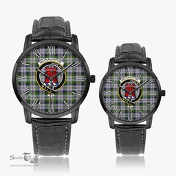Scottish MacNaughton Dress Family Crest Quartz Watch With Leather Strap - Tartan Watch Instafamous Quartz Leather Strap Plaid Watch Scottish Plaid Tartan Plaid - ScotsTee - scotstee.com