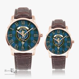 Scottish Murray of Elibank Family Crest Quartz Watch With Leather Strap - Tartan Watch Instafamous Quartz Leather Strap Plaid Watch Scottish Plaid Tartan Plaid - ScotsTee - scotstee.com