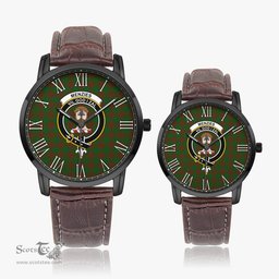 Scottish Menzies Family Crest Quartz Watch With Leather Strap - Tartan Watch Instafamous Quartz Leather Strap Plaid Watch Scottish Plaid Tartan Plaid - ScotsTee - scotstee.com
