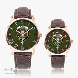 Scottish Menzies Family Crest Quartz Watch With Leather Strap - Tartan Watch Instafamous Quartz Leather Strap Plaid Watch Scottish Plaid Tartan Plaid - ScotsTee - scotstee.com
