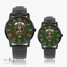 Scottish Menzies Family Crest Quartz Watch With Leather Strap - Tartan Watch Instafamous Quartz Leather Strap Plaid Watch Scottish Plaid Tartan Plaid - ScotsTee - scotstee.com