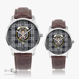 Scottish Menzies Black Dress Family Crest Quartz Watch With Leather Strap - Tartan Watch Instafamous Quartz Leather Strap Plaid Watch Scottish Plaid Tartan Plaid - ScotsTee - scotstee.com