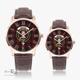 Scottish Menzies Hunting Family Crest Quartz Watch With Leather Strap - Tartan Watch Instafamous Quartz Leather Strap Plaid Watch Scottish Plaid Tartan Plaid - ScotsTee - scotstee.com