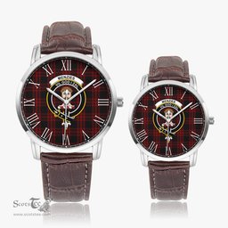 Scottish Menzies Hunting Family Crest Quartz Watch With Leather Strap - Tartan Watch Instafamous Quartz Leather Strap Plaid Watch Scottish Plaid Tartan Plaid - ScotsTee - scotstee.com