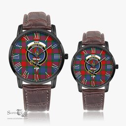 Scottish Mar Family Crest Quartz Watch With Leather Strap - Tartan Watch Instafamous Quartz Leather Strap Plaid Watch Scottish Plaid Tartan Plaid - ScotsTee - scotstee.com