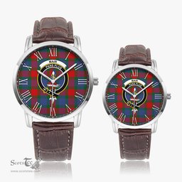 Scottish Mar Family Crest Quartz Watch With Leather Strap - Tartan Watch Instafamous Quartz Leather Strap Plaid Watch Scottish Plaid Tartan Plaid - ScotsTee - scotstee.com
