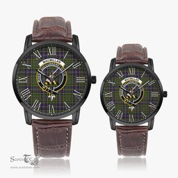 Scottish MacMillan Hunting Modern Family Crest Quartz Watch With Leather Strap - Tartan Watch Instafamous Quartz Leather Strap Plaid Watch Scottish Plaid Tartan Plaid - ScotsTee - scotstee.com